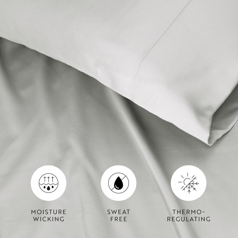 King Rayon from Bamboo Bed Sheet Set - Light Gray Luxury 4-Piece