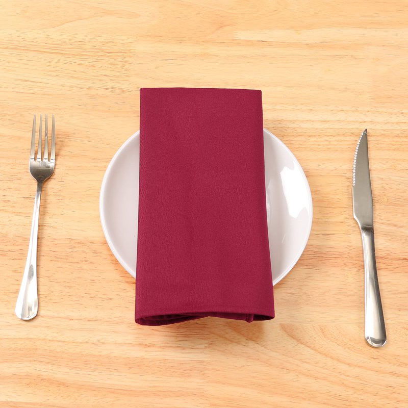 Polyester Cloth Napkins - 6 Pack Wine Red for Events