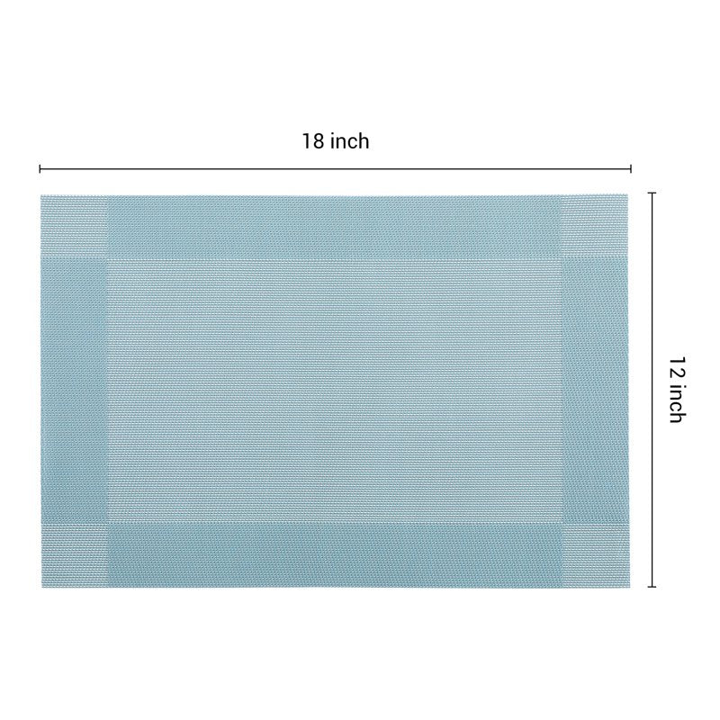 Washable Heat Resistant Table Placemats - Blue, 18x12in, Set of 8