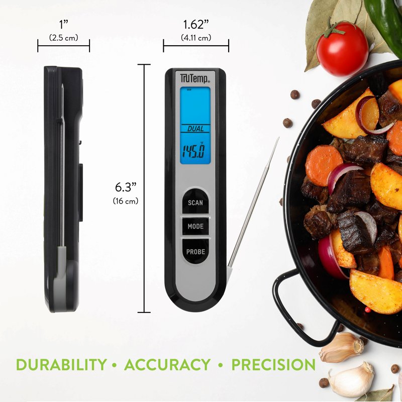 Infrared Digital Thermometer with Meat Probe - Gray