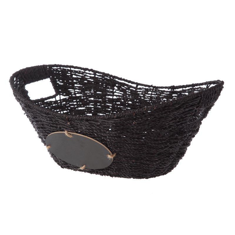 3 Pack Seagrass Storage Baskets with Chalkboard Labels & Handles - Oval 15.94x12.01x6.61 in