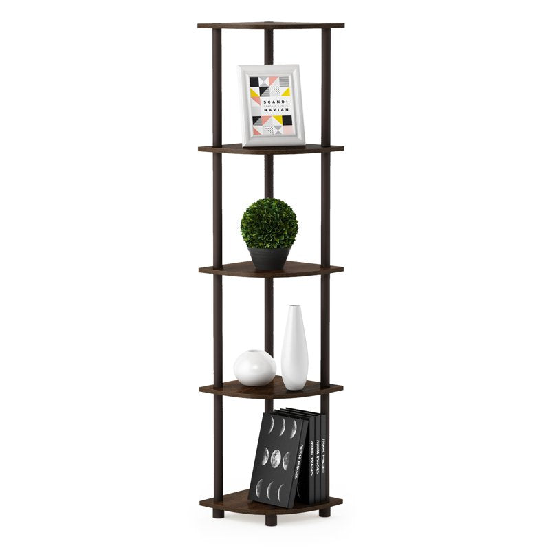 5-Tier Decorative Shelves - Turn-N-Tube Wall Shelf Unit in Walnut and Brown