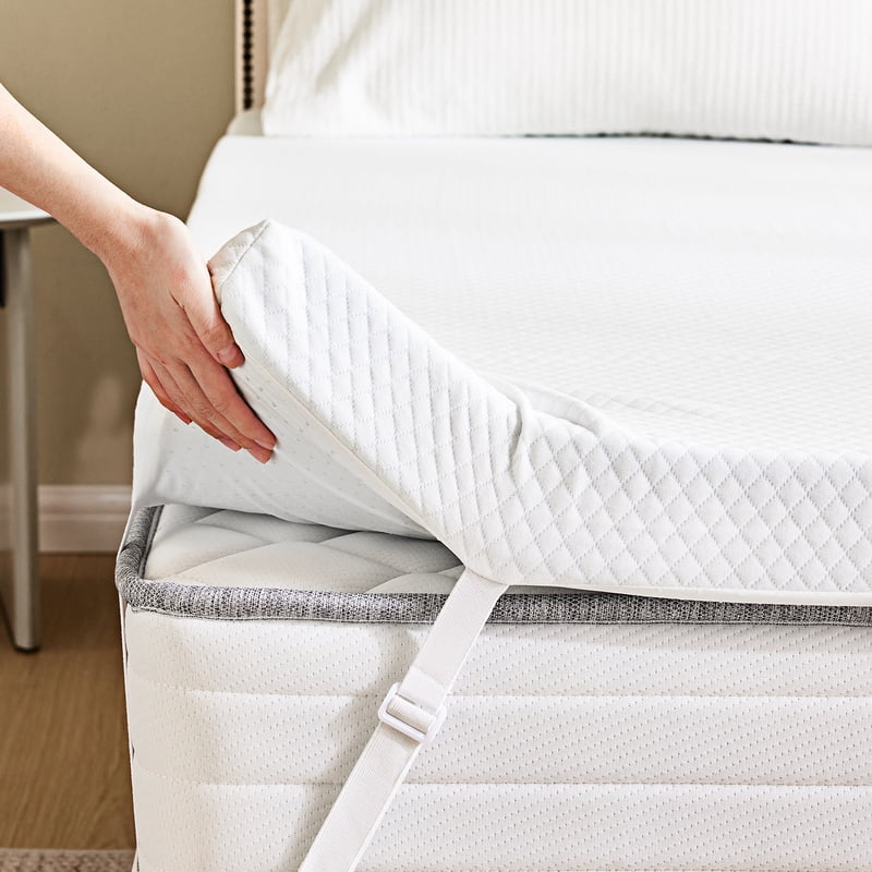 Twin Size Gel Memory Foam Mattress Topper - 2 Inch Breathable Bed Pad with Washable Cover & Non-Slip Base