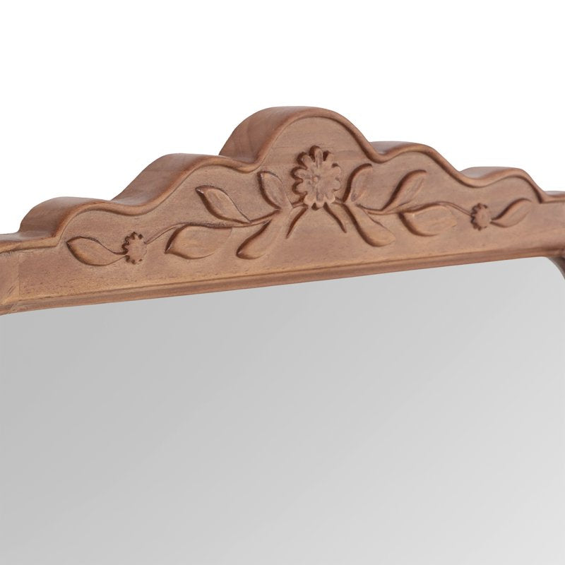 Over-the-Door Full-Length Mirror with Floral Carved Wood Frame - 16x48 Inches