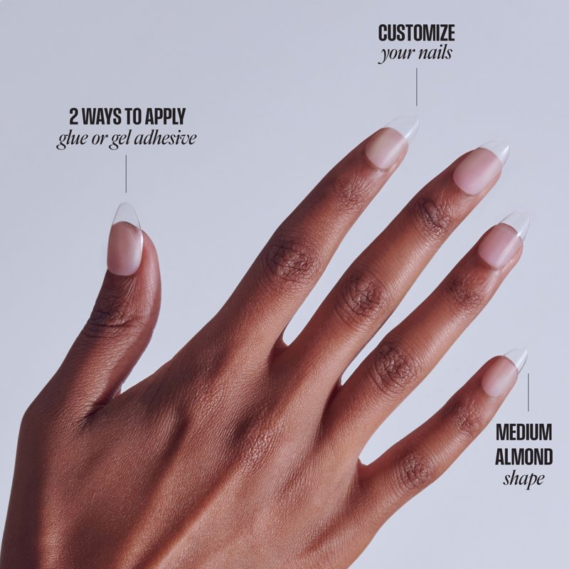 Medium Almond Press-On Nails - 140 White Full Cover Kit
