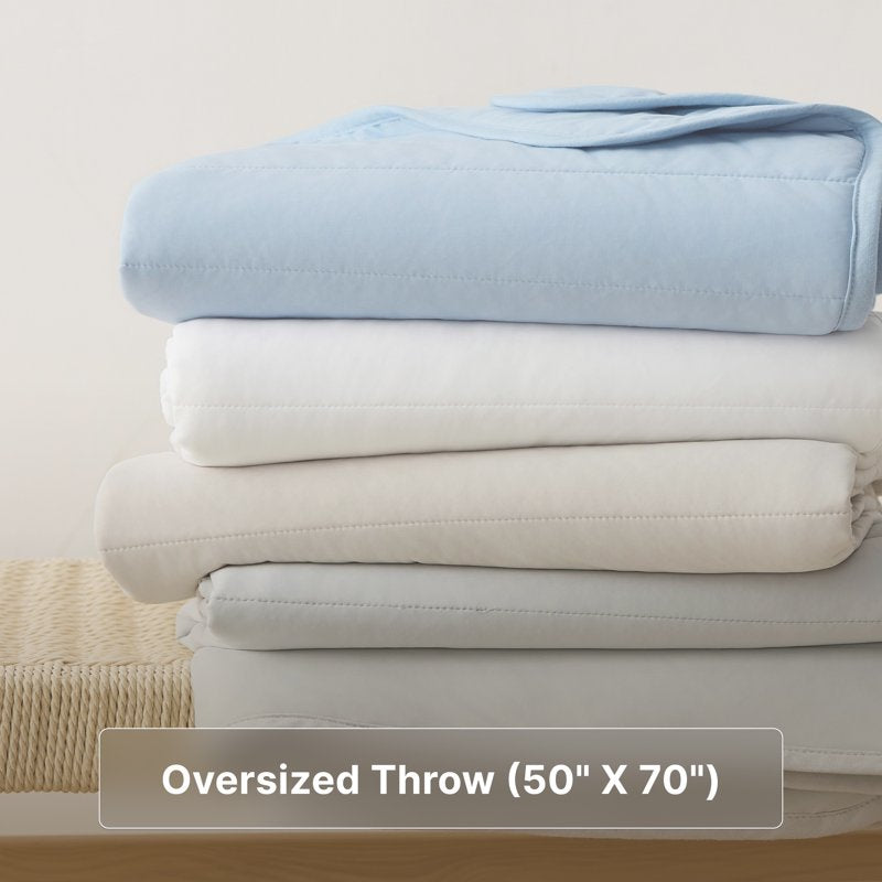 Grey Oversized Cooling Throw Blanket - Super Soft, Breathable, 50x70
