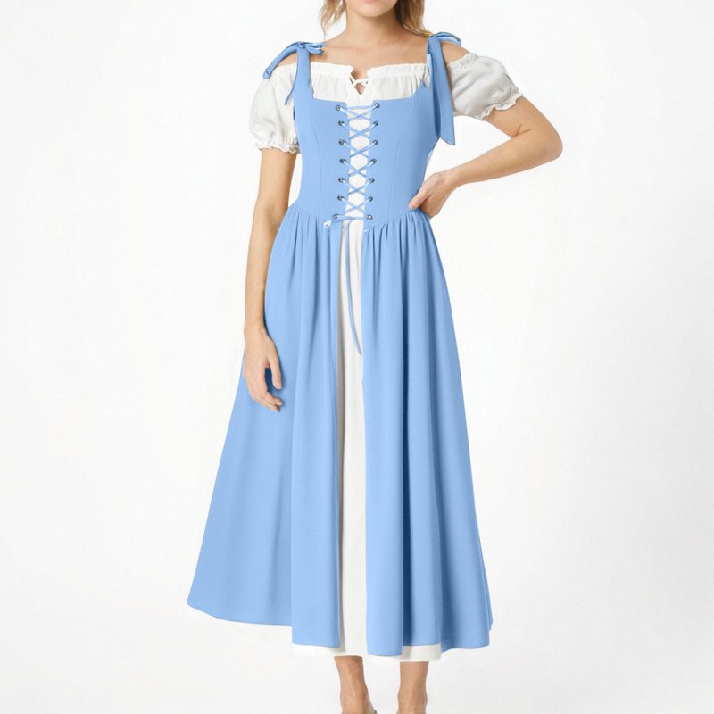 Women’s Renaissance Costume Dress - Light Blue Medieval Gothic Gown - Size L - Variation AA