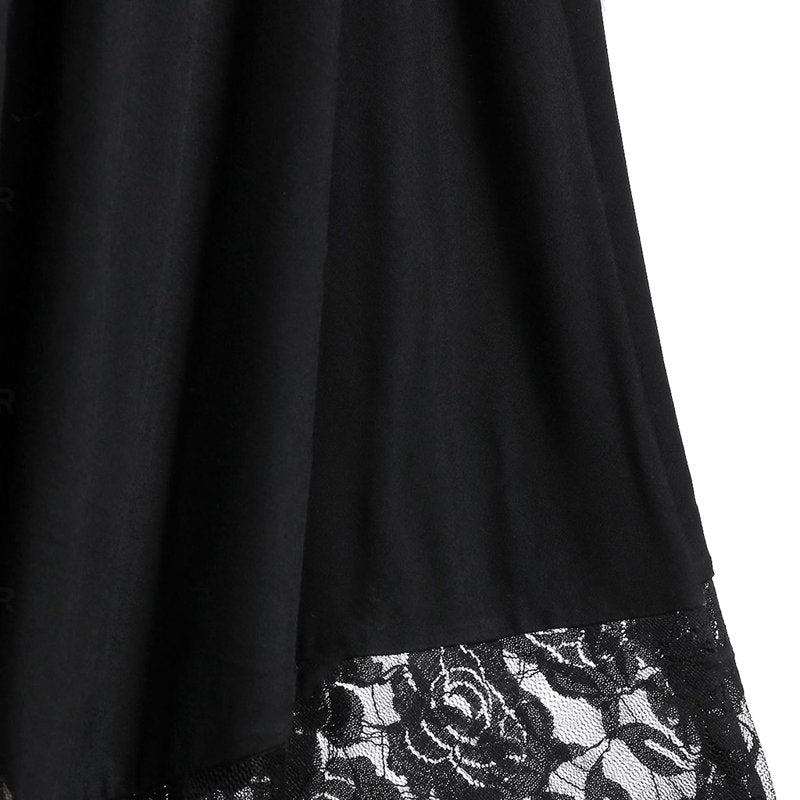WQRG1 Black Gothic Renaissance Dress for Women 15th Century Cosplay L