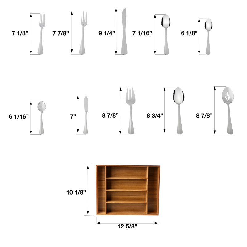 45-Piece Stainless Steel Flatware Set with Wooden Tray - 2 Pack