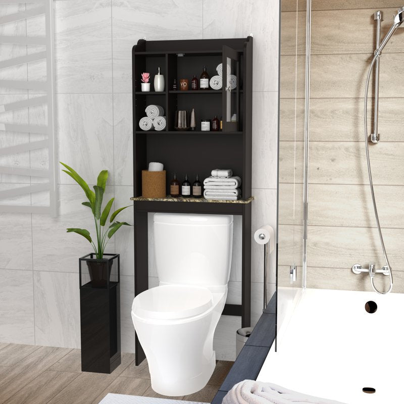 Over The Toilet Bathroom Storage Cabinet Freestanding Wood Organizer Espresso