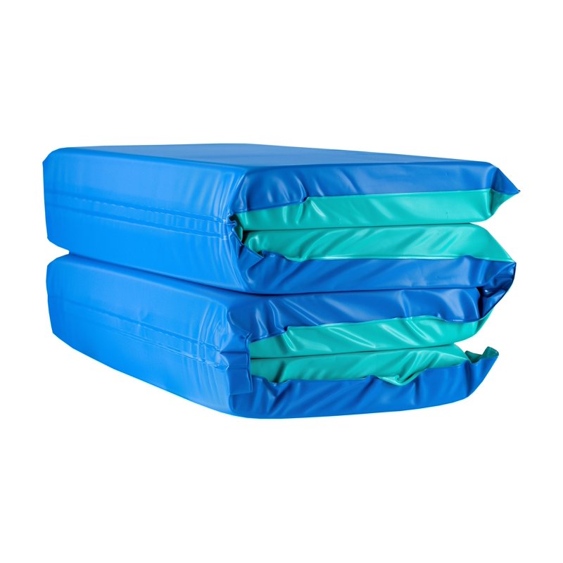 Kids Nap Mat 2-Inch Thick Foam Tri-Fold Blue & Teal for Preschool & Daycare