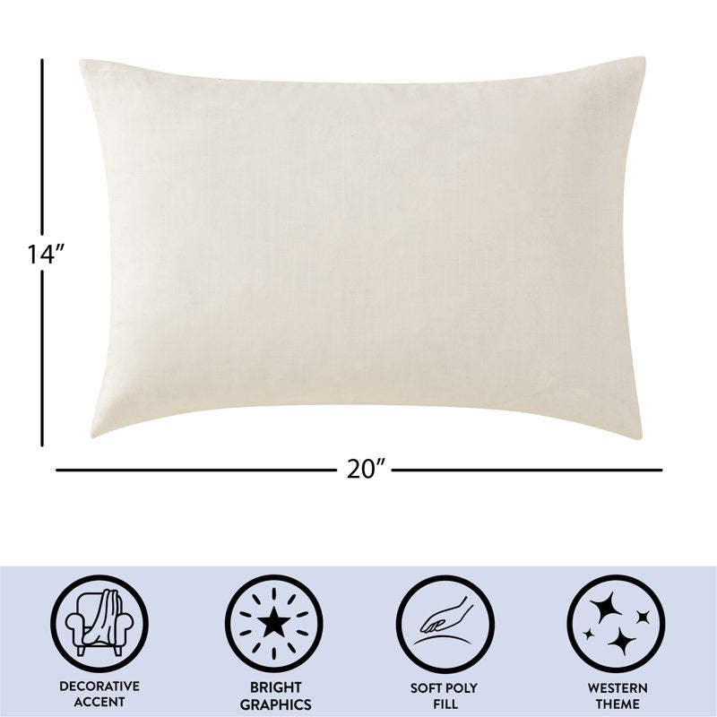 14x20 Cowboy Boot Oblong Pillow for Teens and Young Adults - Western Decor