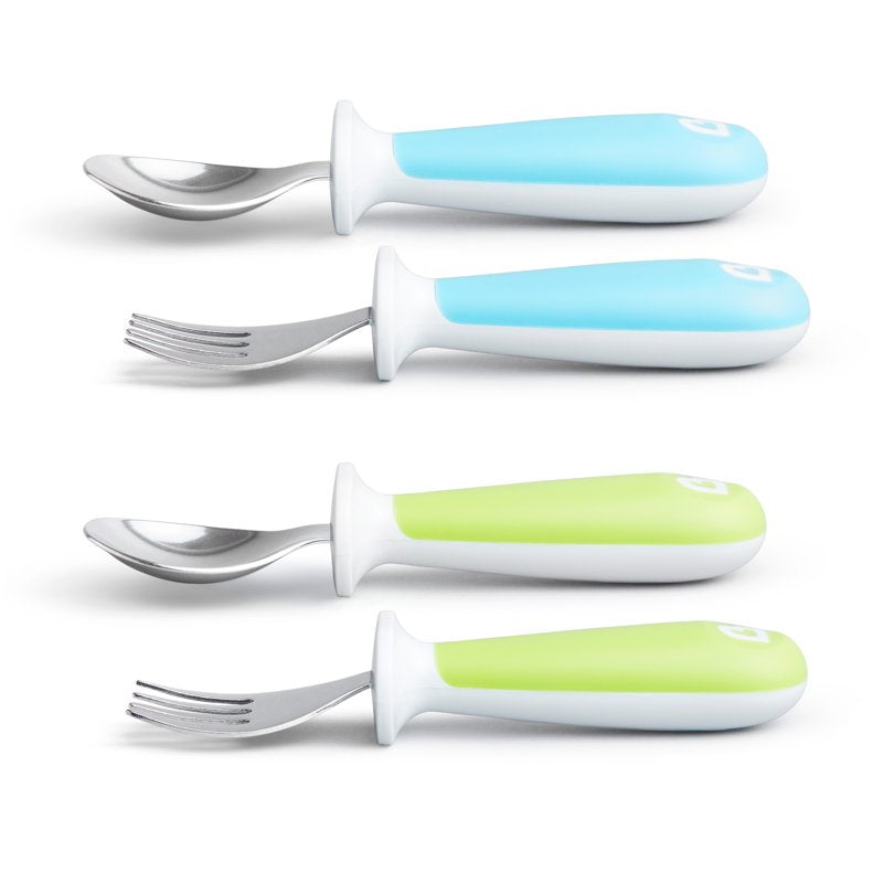 Toddler Fork and Spoon Utensil Set - Blue/Green - 4 Pack
