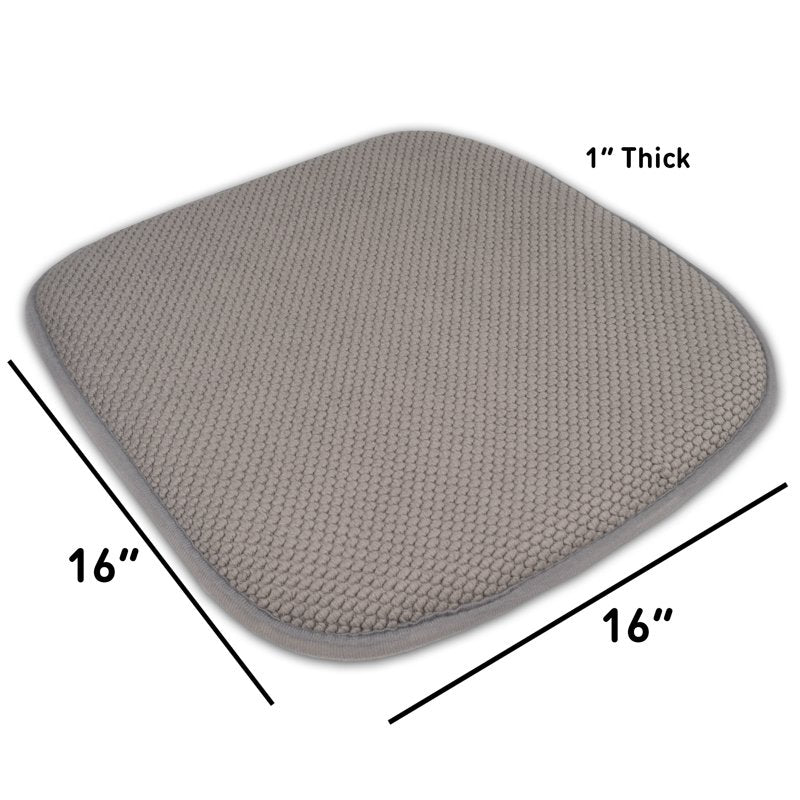 Memory Foam Chair Pad - Non-Slip Back, 16" x 16", Silver, 6-Pack