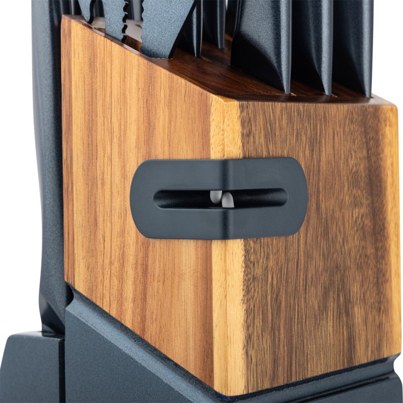 15-Piece Knife Block Set with Built-In Sharpener - Navy