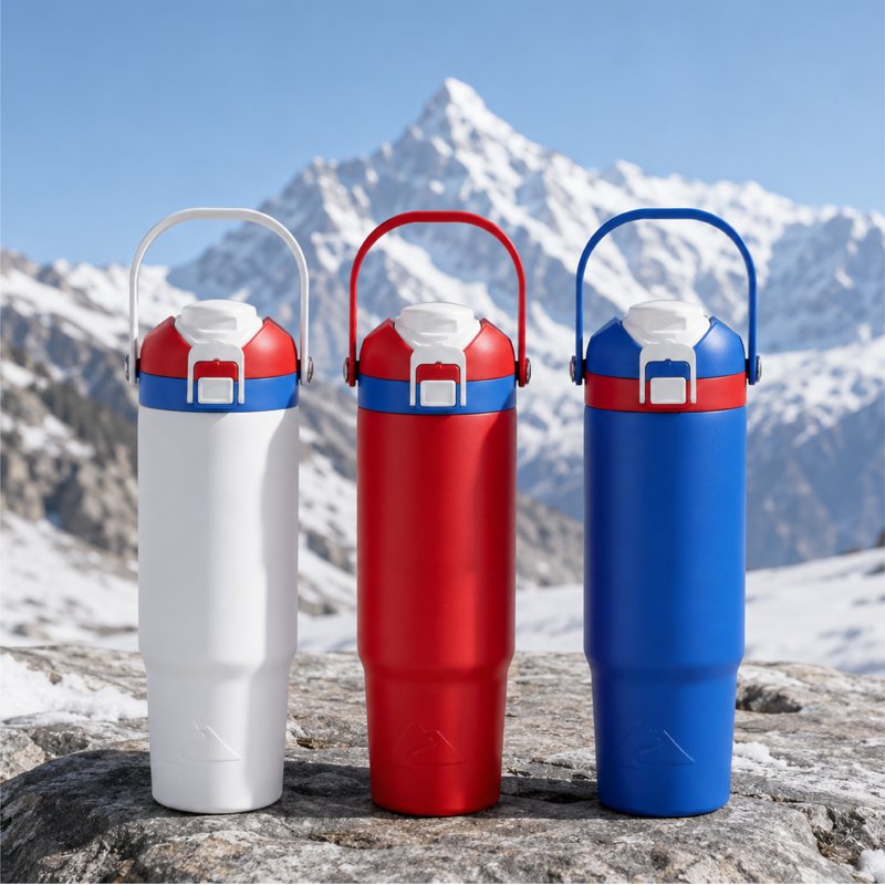 30 oz Stainless Steel Insulated Tumbler with Dual Lid - Red