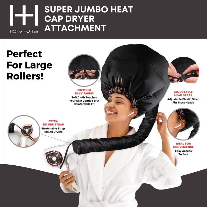 Super Jumbo Black Heat Cap Dryer Attachment for Hair Care