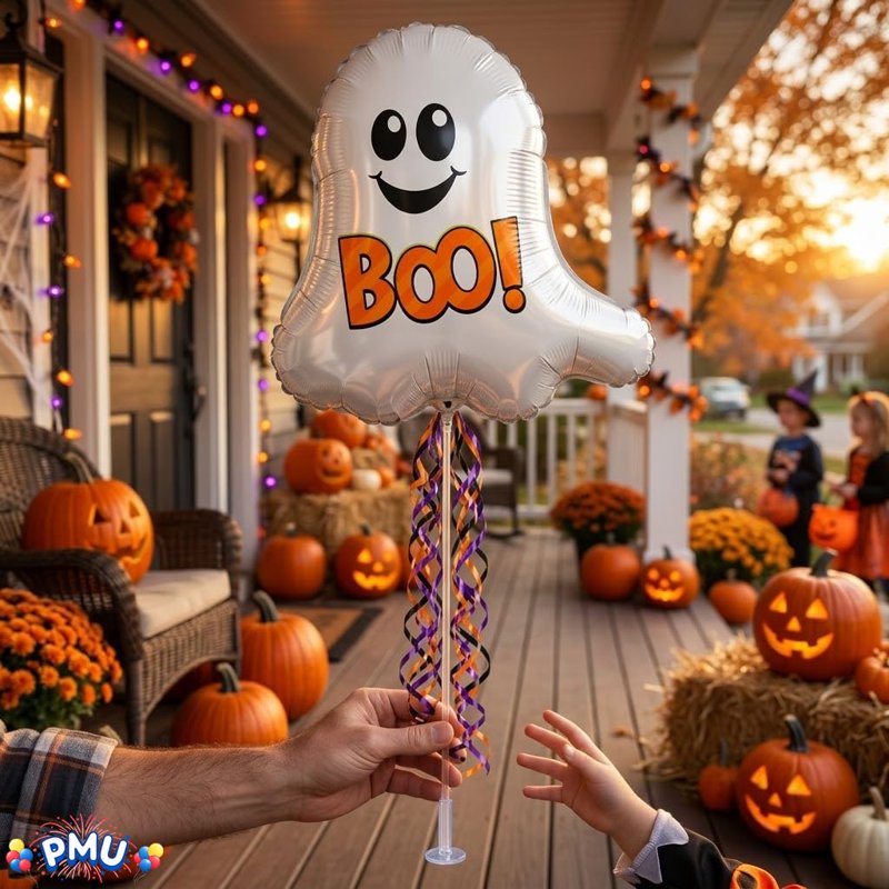 Halloween Ghost Balloon Set - Pre-Inflated 11 Inch Spooky Decorations, 6 Pack - Boo Ghostie Variation