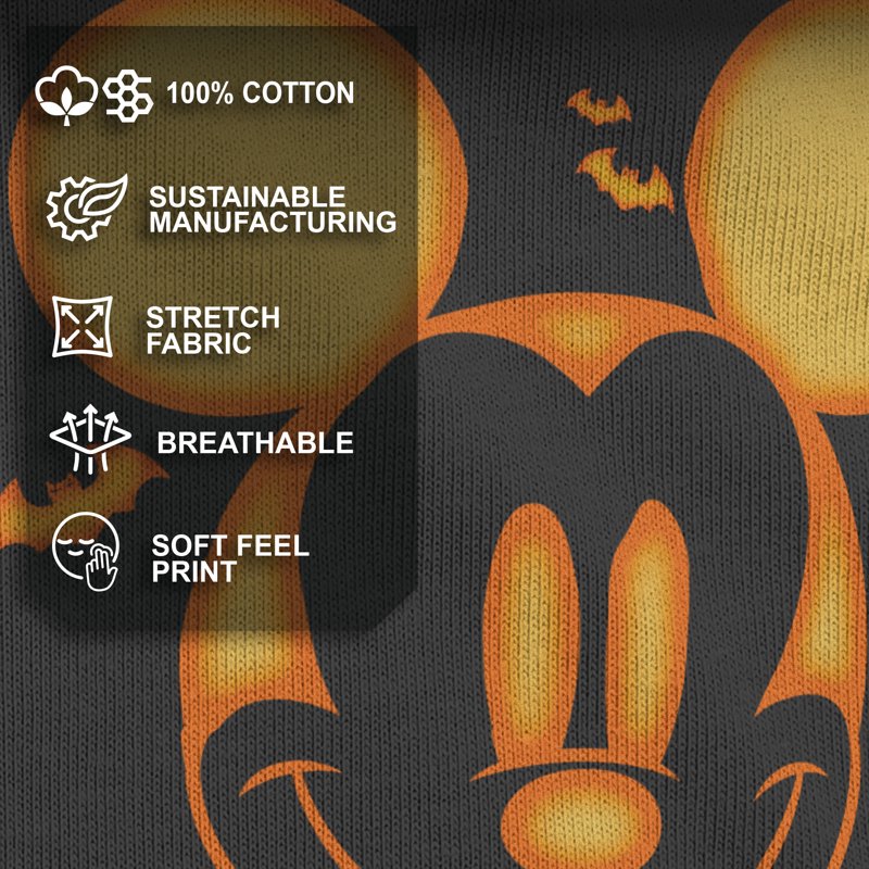 Women's Mickey & Friends Halloween Pumpkin Face Graphic T-Shirt Small - Black