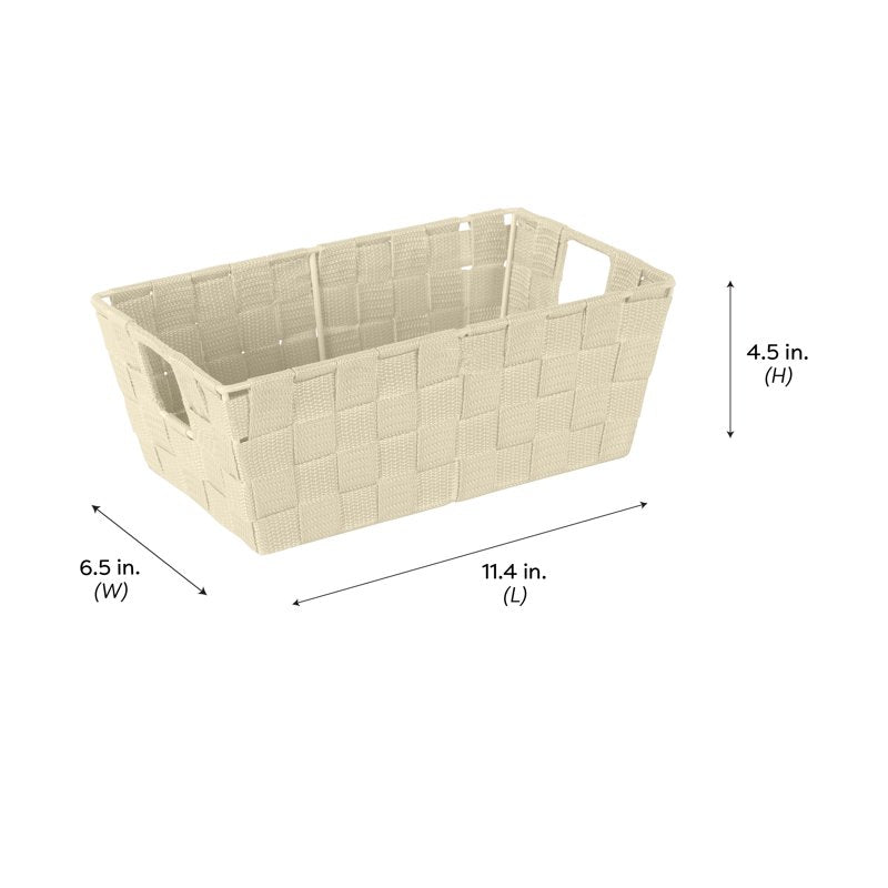 Simplify Off-White Polyester Storage Basket - Small Shelf Organizer