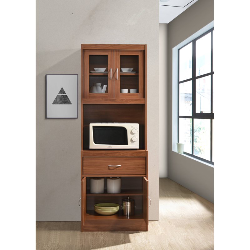 Kitchen Cabinet with 1 Drawer & Microwave Space - Cherry