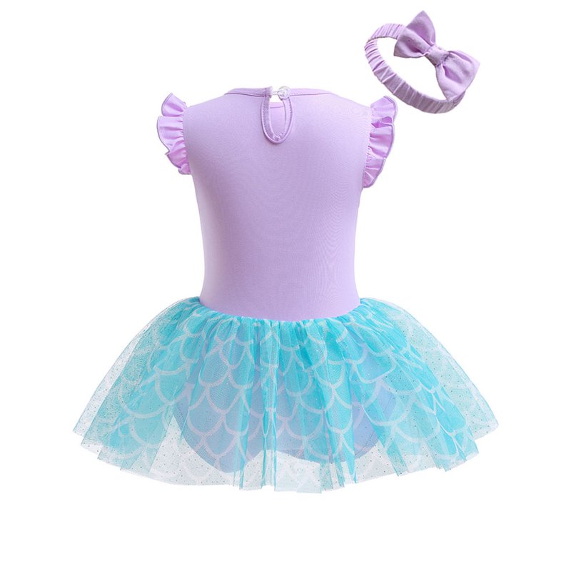 F/Mermaid Princess Baby Romper & Headband Set - 3-6 Months Halloween Birthday