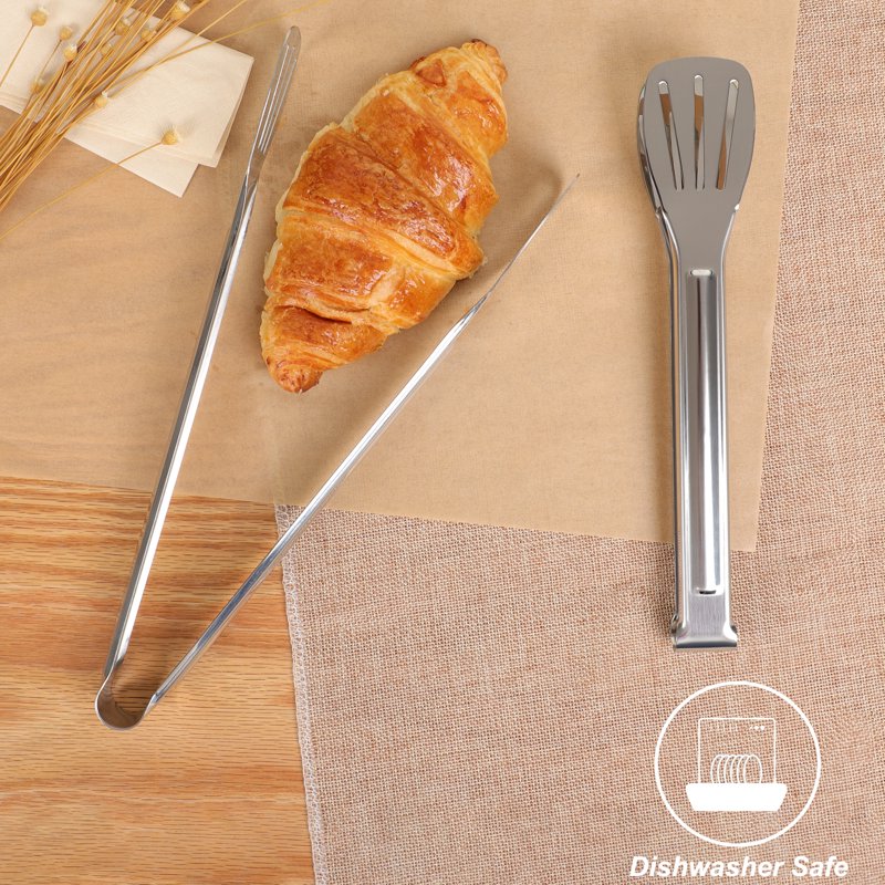 Stainless Steel Kitchen BBQ Tong Set - 9.5" & 11" Tongs