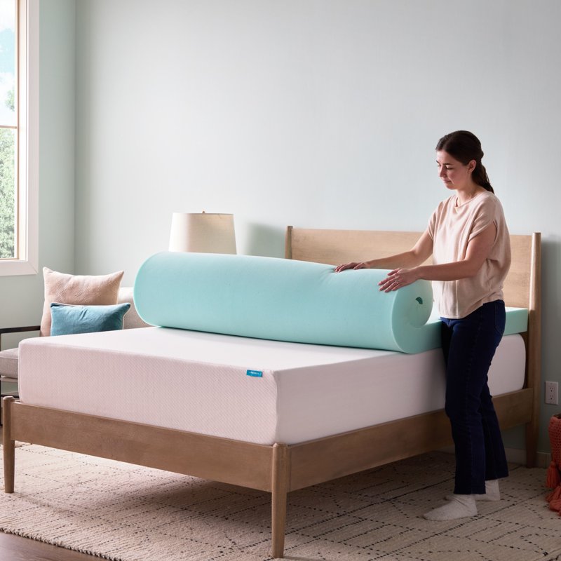 Linenspa 4-Inch Cooling Gel & Green Tea Infused Memory Foam Mattress Topper - King