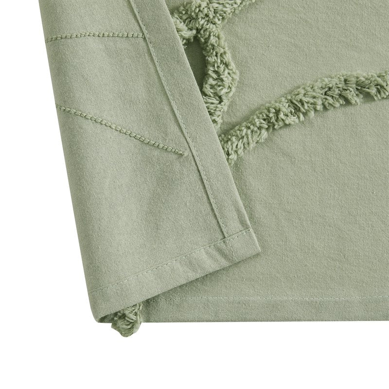 Sage Green Botanical Branch Chenille Cotton Shower Curtain - 72 x 72 Inches