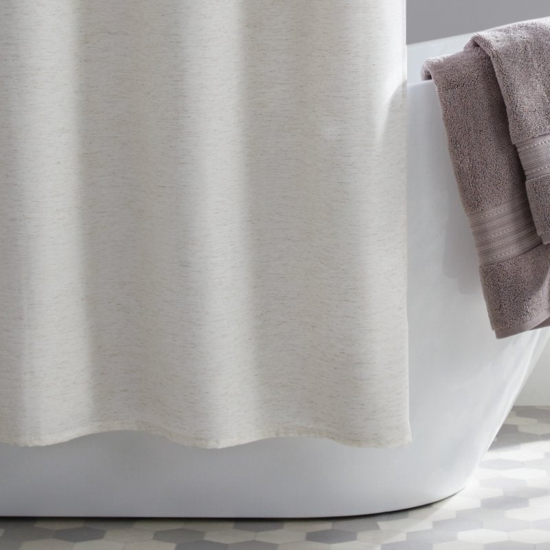 Crochet Shower Curtain Beige Linen Look 72x72 Inches - Bathroom Decor