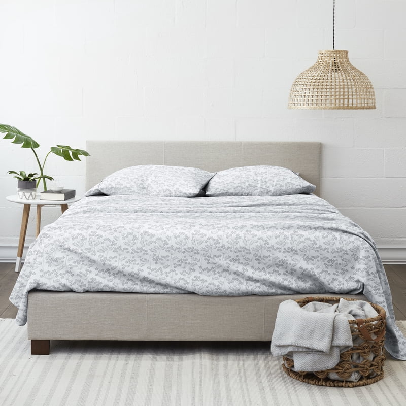 Twin Microfiber Bed Sheets Set - Light Blue Chantilly Lace Pattern
