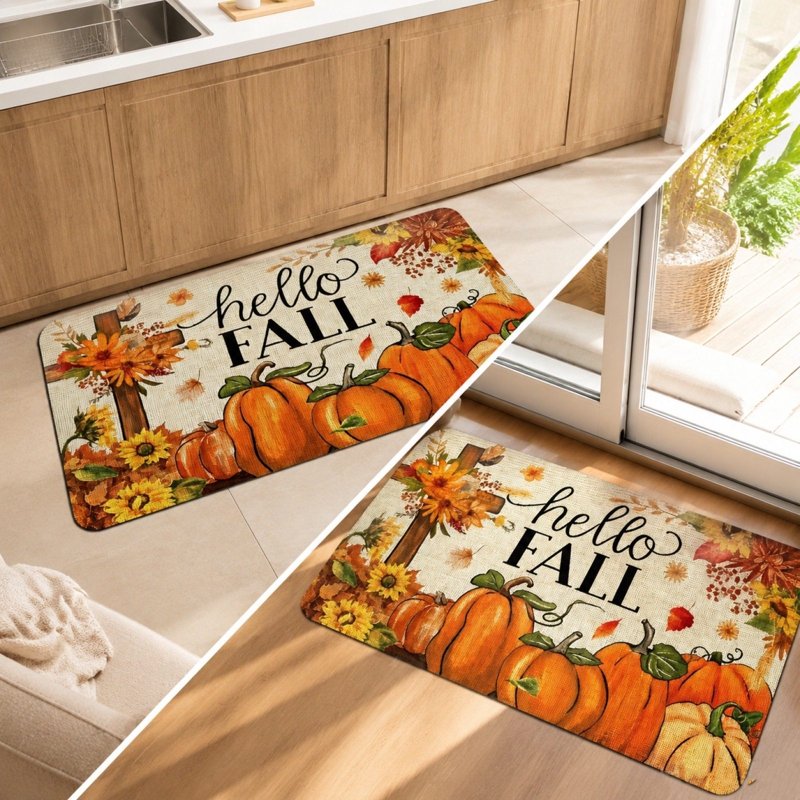 Thanksgiving Harvest Doormat - Hello Fall Seasonal Front Door Mat (Y)