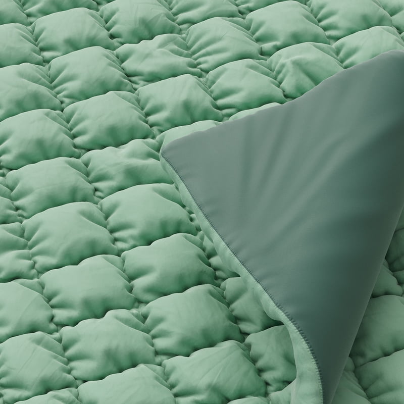Kids Twin Comforter Set - Light Green Puffy Microfiber Bedding with Sham - 66x86 Inches