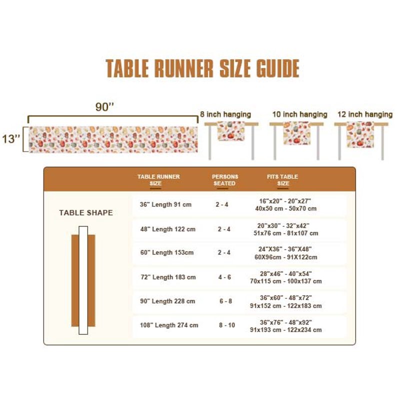 13x90 Inch Autumn Leaves Table Runner for Kitchen Dining Thanksgiving Halloween Decor Water-Proof & Washable
