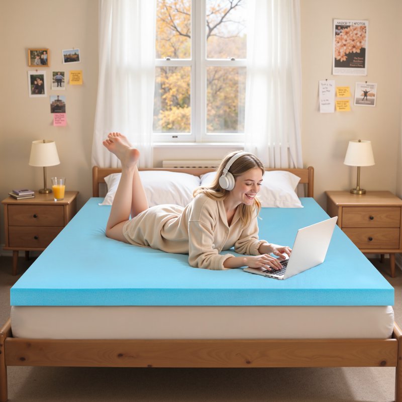 Twin XL Memory Foam Mattress Topper 4 Inch Gel Infused Cooling Support