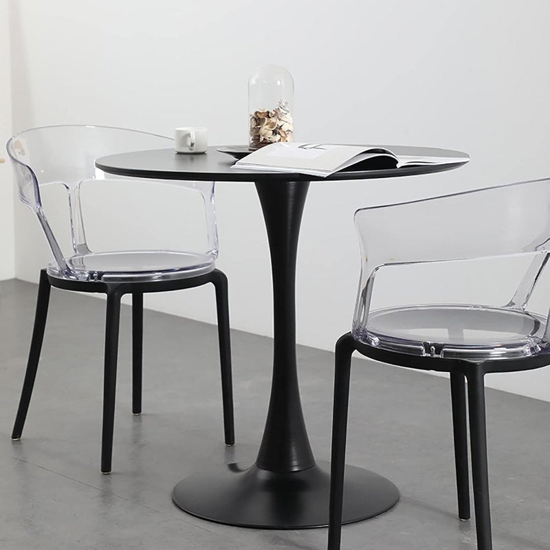 23.6" Round Dining Table for 2 - Compact Wood Table - Black