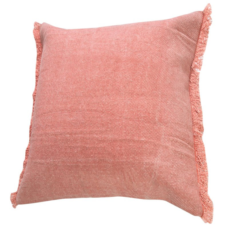 Ox Bay Nellie 20x20 Pink Fringed Cotton Throw Pillow - Decorative Accent