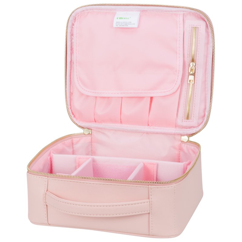 Portable Makeup Train Case - 9.8'' Cosmetic Organizer - Pink