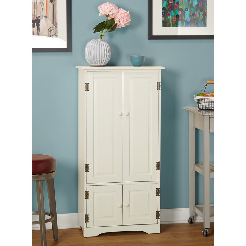 Contemporary 4-Door Vertical Wall Cabinet with Shelves - White