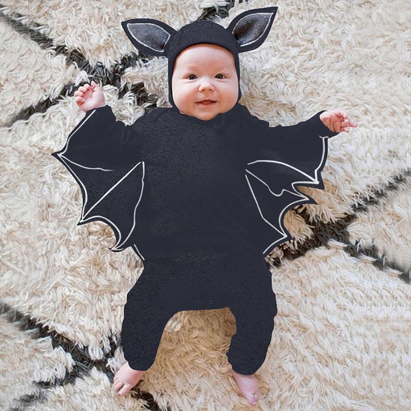 Baby Bat Romper & Jumpsuit Halloween Outfit - Dark Gray, 18-24 Months Variation Z20-20