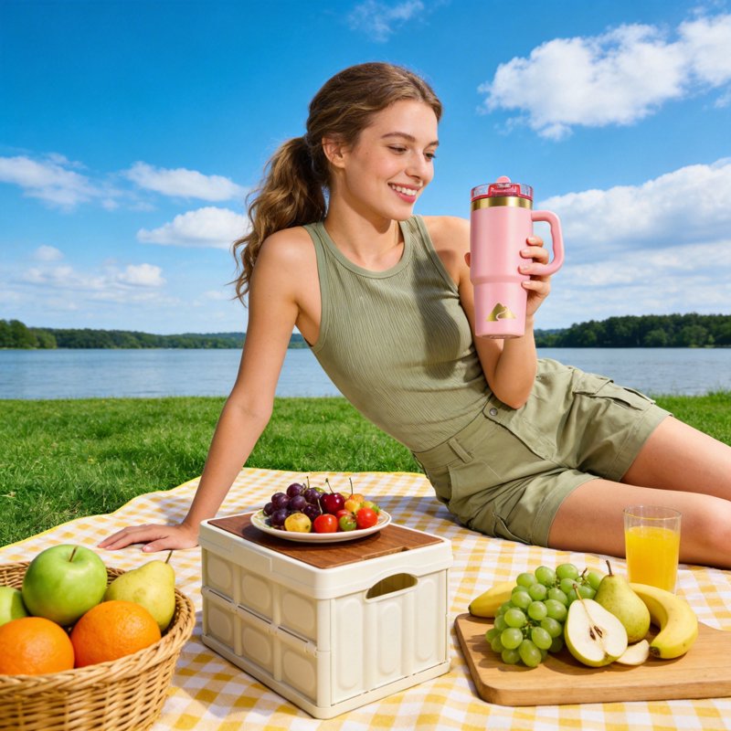 18 oz Stainless Steel Insulated Tumbler with Handle - Rose Shimmer