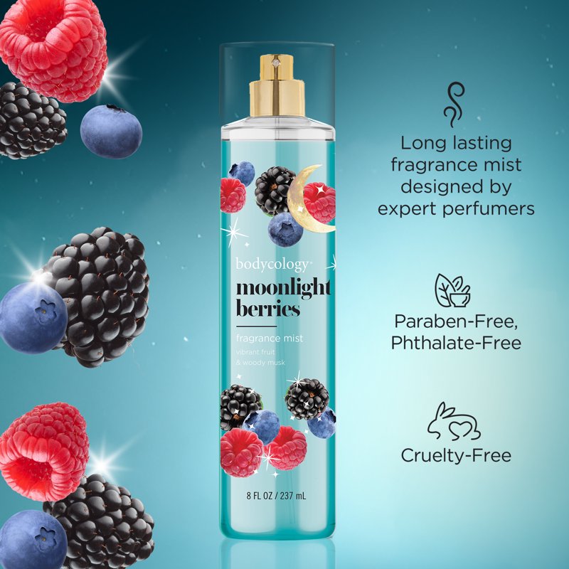 Moonlight Berries Fragrance Body Mist - Long-Lasting Fruit & Musk Scent, 8 oz