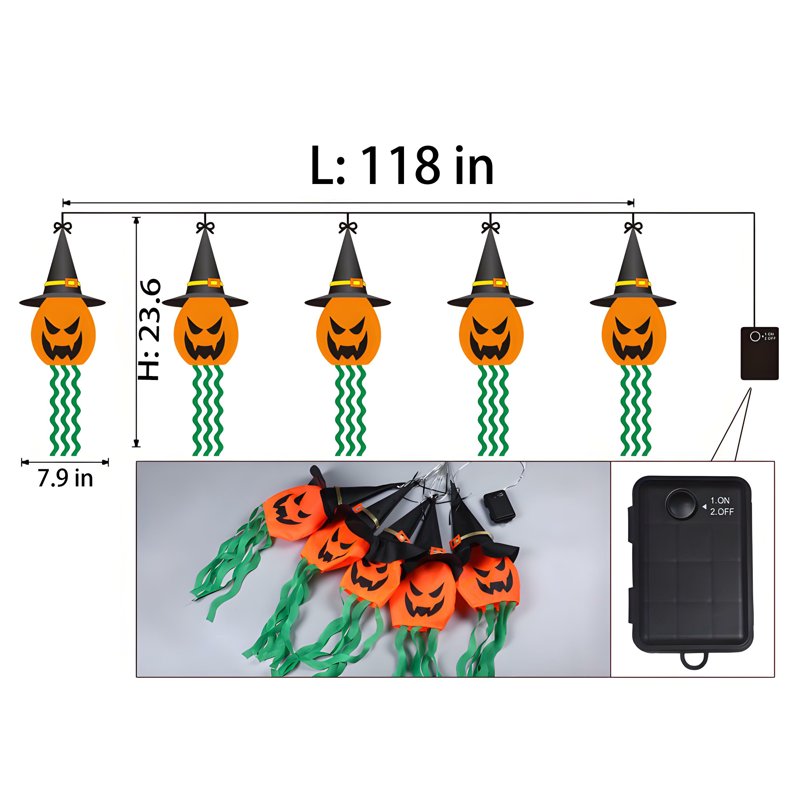 Halloween String Lights with Orange Pumpkin Design - Indoor & Outdoor Decor