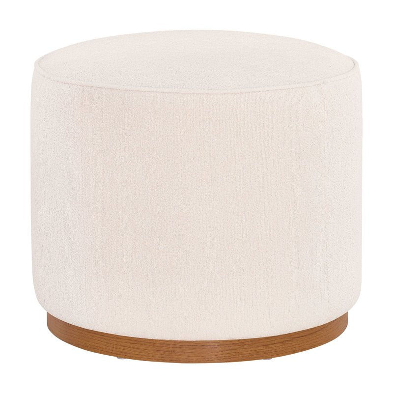 Round Ottoman with Foam Padding - Light Cream Upholstery