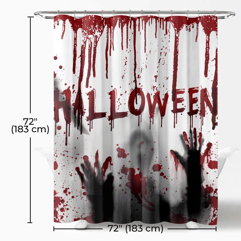 Seasonwood Halloween Shower Curtain - Bloody Hand Waterproof Bathroom Decor 72x72 in