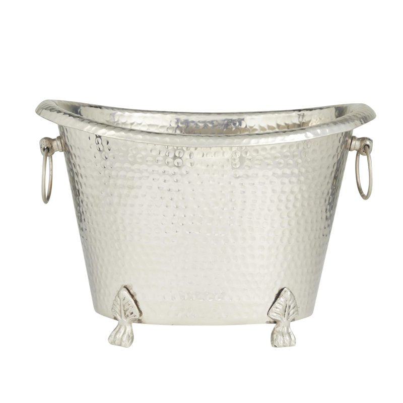 Oval Aluminum Metal Ice Bucket - 6 Bottle Capacity, 15.85" x 12.40" x 10.85"
