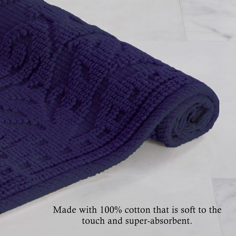Cotton Fringe Bath Rug Set - Indigo, 17 x 24 / 21 x 34, 2-Piece