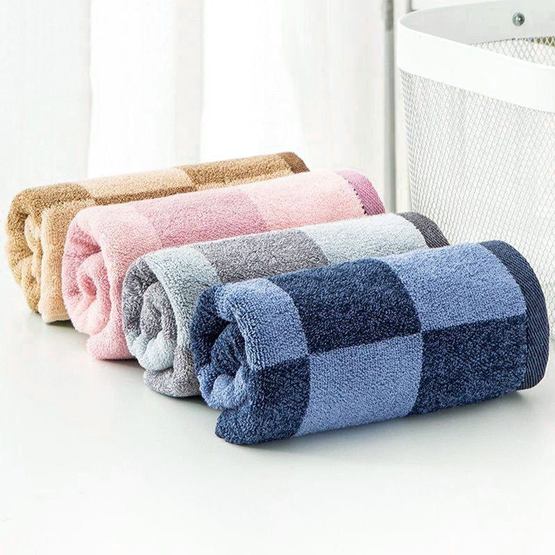 Purple Checkered Hand Towel Set 14x28 Inches - 2-Piece Bathroom Decor