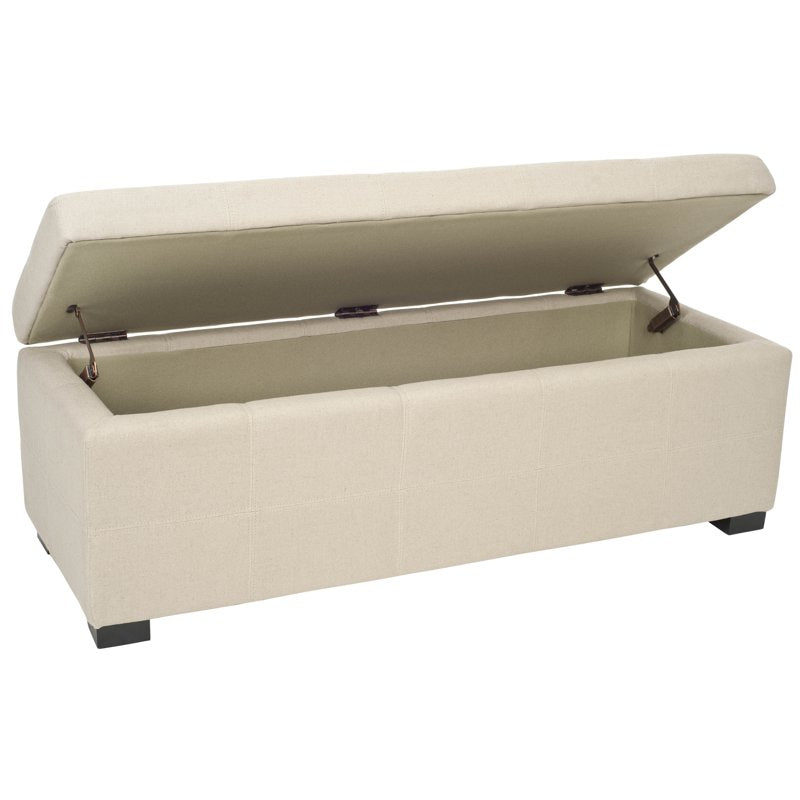 Large Rustic Flip Top Tufted Storage Bench - Taupe