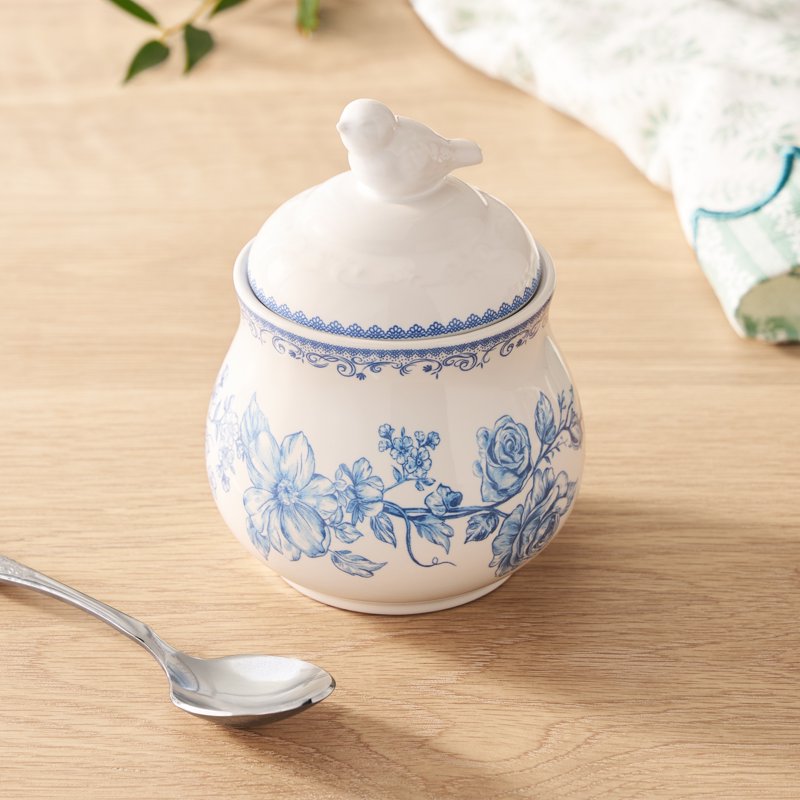 Stoneware Sugar Bowl with Lid, Blue - Agatha Collection